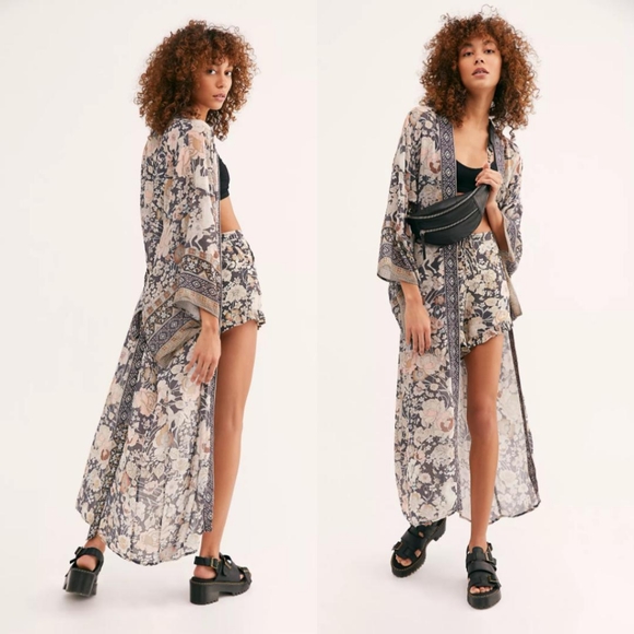 Amethyst Kimono FP x Spell Amethyst Nightfall Kimono Duster S/M robe maxi NWT - Picture 3 of 16